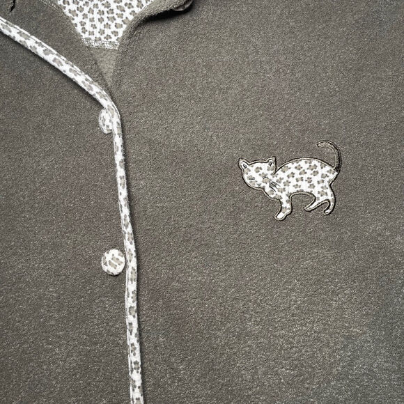 Vintage Fleece Cardigan Sz 12 Eclectic Grandma Cottage Novelty Cozy Soft Relax - Picture 4 of 11